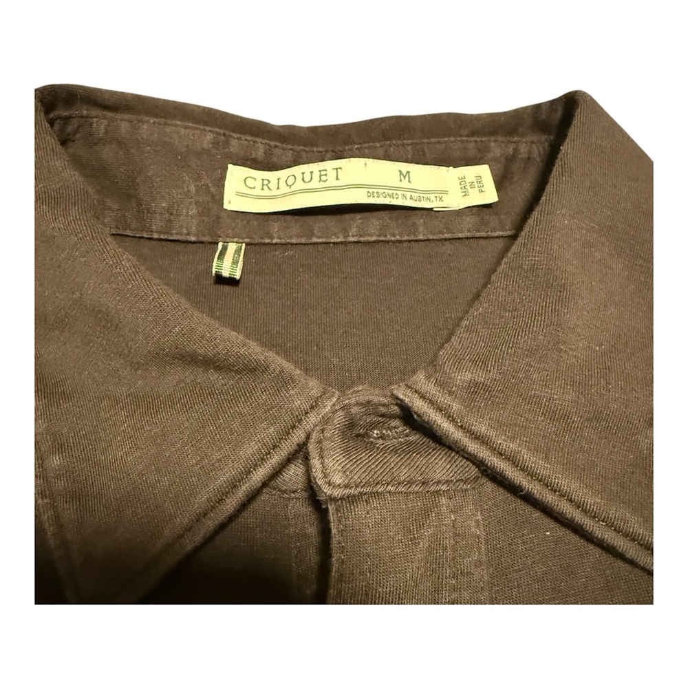Criquet Polo Shirt Mens Medium Black Golf Organic Cotton Button Logo Casual